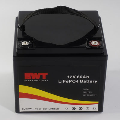 Niestandardowe logo 12V 60AH LiFePo4 Akumulator Skrzynka magazynowa Metalowa obudowa dla światła LED 4000 cykli roboczych
