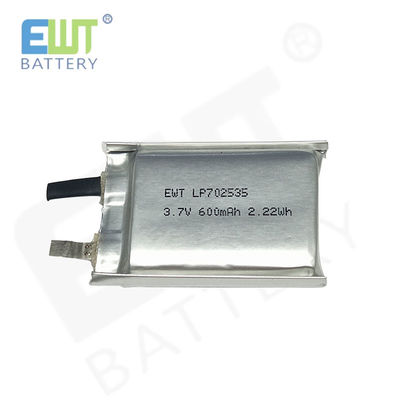 Wytrzymała wydajność Litium Polimerowy Akumulator LP702535 3.7V 600mAh z OEM ODM wsparcie i nad wyładowaniem ochronę