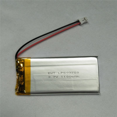 Srebrny litowo-polimerowy akumulator LP503759 3.7V 1100mAh Z PCM