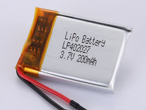 Duża gęstość energii LP402027 3.7V 200MAH Litowo-polimerowy akumulator do zastosowań o wysokiej prędkości 12 miesięcy gwarancji