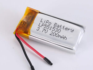 LP551530 200MAH srebrna bateria litowo-polimerowa z 500 cyklami Żywotność cyklu dla przemysłu i handlu -20°C Do 45°C