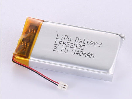 Niskotemperaturowa bateria Li-polimerowa LP552035 3.7V 340MAH z foliową srebrną i przejrzystą gwarancją PVC 12 miesięcy 1 rok