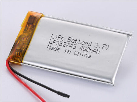 UN38.3 Certyfikowany LP352745 3,7V 400MAH Litium Polymer Battery dla szybkiego 2 godzin ładowania i przedłużonego 4-6 godzin rozładowania
