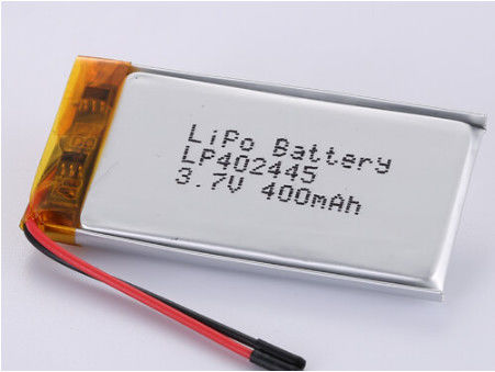 LP402445 3,7V 400MAH Akumulator z folii srebrnej i przezroczystych polimerów litu Pvc z przewodami 50 mm Czerwony drut i czarny drut Tlenki kobaltu litu