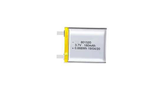 801520 3,7V 180MAH Litowe baterie polimerowe o wysokiej gęstości energii i 300 cyklach ładowania